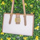 Sac à main élégant bicolore marron & blanc