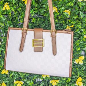 Sac à main élégant bicolore marron & blanc