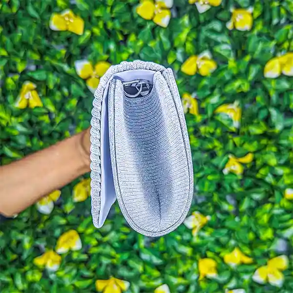 Sac / pochette de soirée paon argenté – Image 4