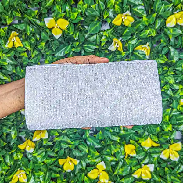 Sac / pochette de soirée paon argenté – Image 5