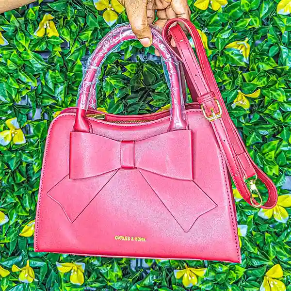 Sac à main rouge avec nœud – Image 2