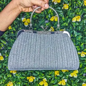 Sac / pochette de soirée argenté plissée