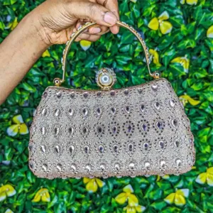 Sac / pochette de soirée élégante champagne - Avec Poignet Diamant