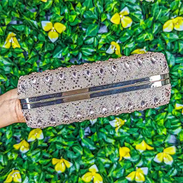 Sac / pochette de soirée élégante champagne - Avec Poignet Diamant - Image 4