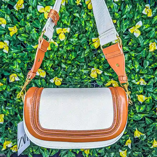 Sac crossbody Zara (marron et blanc) – Image 6